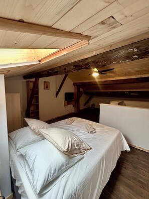 3 habitaciones, tabla de planchar con plancha y cuna de viaje 