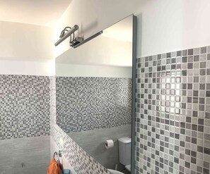 Regadera, secadora de cabello, bidet, toallas 