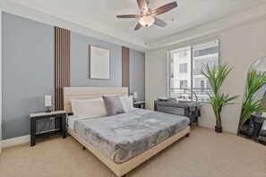 2 bedrooms, desk, iron/ironing board, WiFi