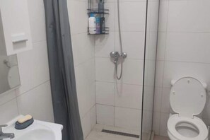 Hair dryer, towels, toilet paper