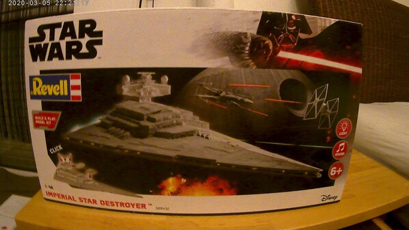 A Star Wars Revell Imperial Star Destroyer model box.