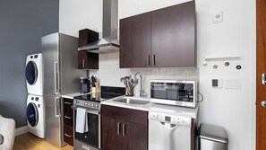 Fridge, dining tables