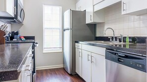 Fridge, dining tables
