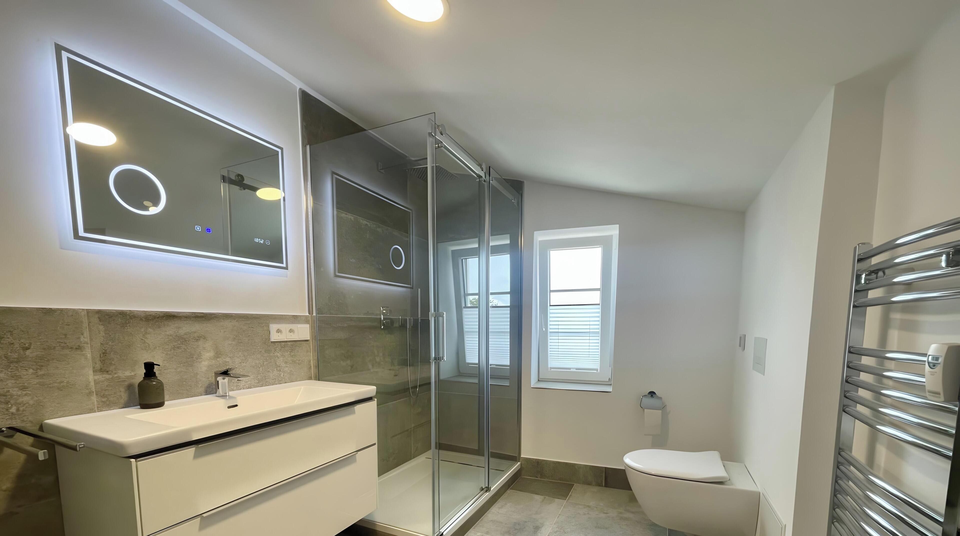 Shower, hair dryer