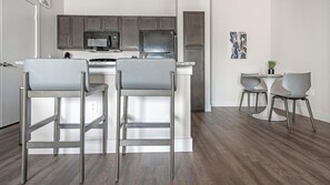 Fridge, dining tables