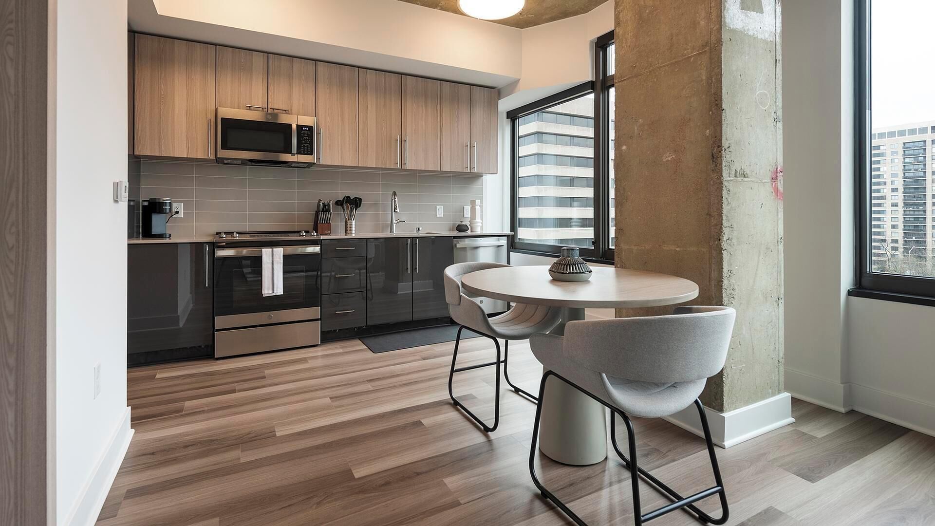 Fridge, dining tables