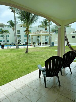 Terrace/patio - #27 1st floor 2br, 2ba Poolfront Apt @ Jobos Beach (Isabela)