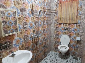 Douche, serviettes fournies, savon, papier toilette