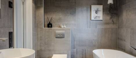 Shower, soap, toilet paper