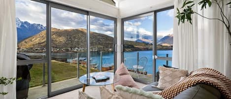 Televisión, chimenea, libros