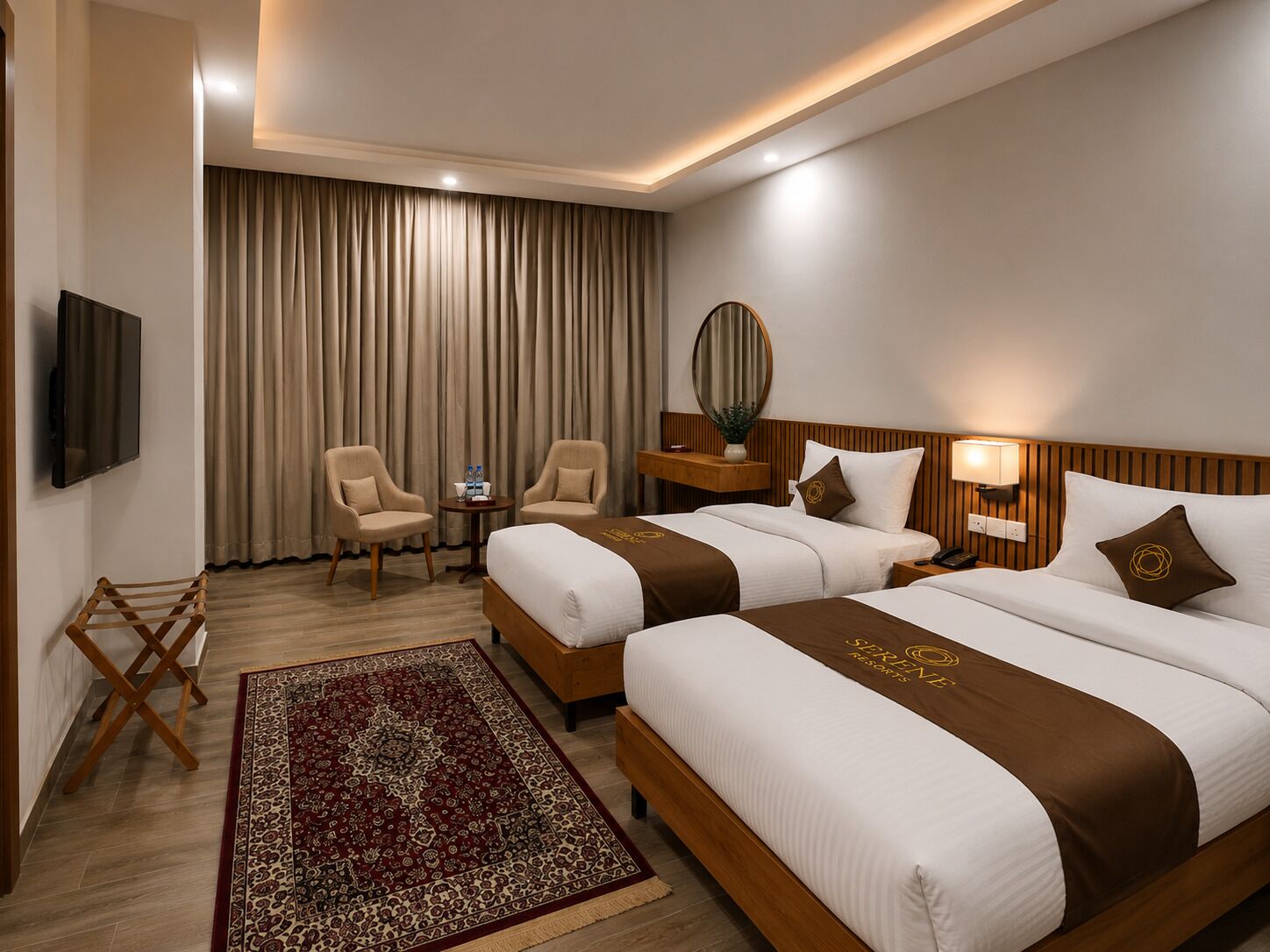Executive Triple Room, River View | Premium bedding, down comforters, desk, laptop workspace