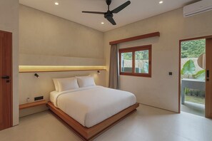 Premium Villa, Patio, Garden View | Premium bedding, down comforters, memory foam beds