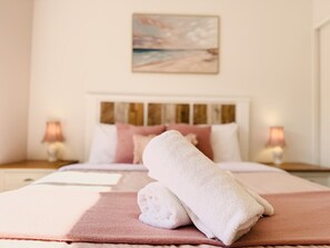 4 bedrooms, desk, iron/ironing board, travel cot