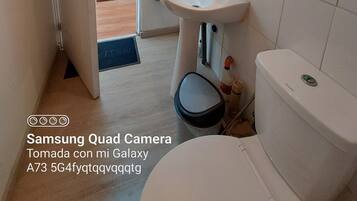 Hair dryer, soap, toilet paper