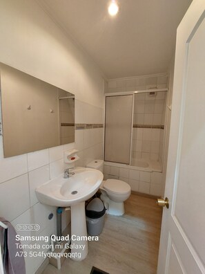 Hair dryer, soap, toilet paper