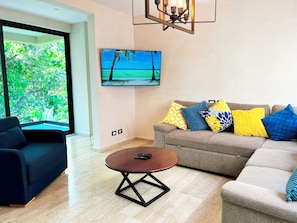 Luxury Apartment, Balcony, Golf View | Living area - Modern Condo Jungle Retreat (Puerto Aventuras)