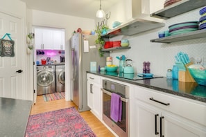 Fridge, microwave, oven, dishwasher