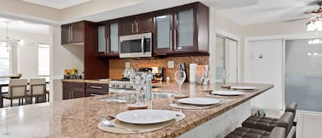 Fridge, microwave, oven, dishwasher