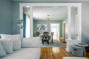 House, Multiple Beds, Patio, Garden View (Maplewood Manor) | Living area | TV - Maplewood Manor - Chic 6 BDR Downtown Walworth (Walworth)