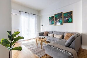 Apartment, 2 Bedrooms, Kitchen, City View | Living room | 50-inch Smart TV with digital channels, streaming services - Mystique 2-Bedroom Apartment in Athens (Athens)