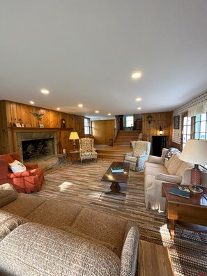 Fireplace, computer monitors