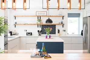 Fridge, microwave, dishwasher, highchair