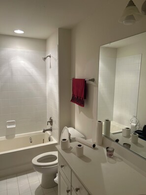 Towels, soap, toilet paper