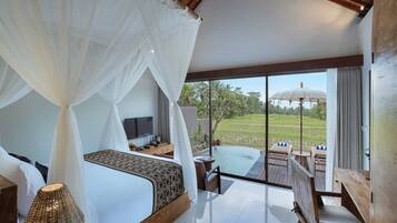Rice Terrace Suite One Bedroom Pool Villa | Egyptian cotton sheets, premium bedding, memory-foam beds, minibar