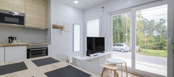 Appartement 'Ría San Cosme Aurora' met uitzicht op de bergen, gedeelde tuin en airconditioning