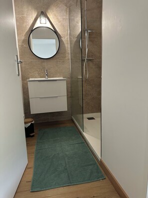 Hair dryer, towels, toilet paper