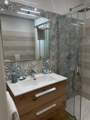 Ducha, secador de pelo, bidet, toallas