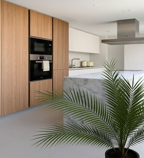 Appartement | Cuisine privée | Grand réfrigérateur, micro-ondes, four, plaque de cuisson