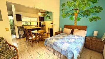 Desk, free WiFi, bed sheets