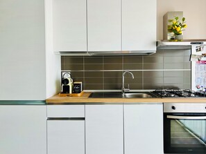 Fridge, oven, stovetop, dishwasher