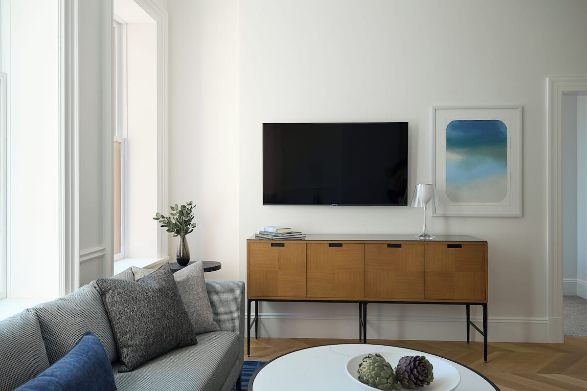 50-inch flat-screen TV with cable channels