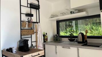 Kühlschrank, Mikrowelle, Herdplatte, Geschirrspüler