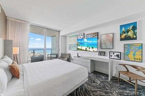 1 bedroom, desk, laptop workspace - Sunny Balcony - Beautiful Stay for 2 With Ocean Views & Resort Amenities (Hollywood)