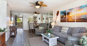 Condo, Multiple Beds, Balcony, Pool View (WSV 117) | Living area | 42-inch flat-screen TV with digital channels - Oceanfront Condo 117 in Kailua-kona (Kailua-Kona)