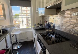 Fridge, microwave, oven, toaster