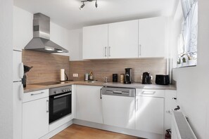 Fridge, oven, stovetop, dishwasher