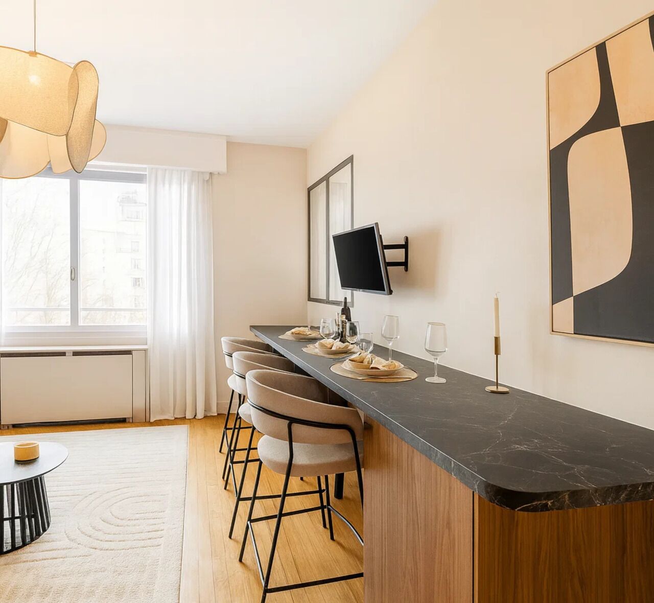 Superior Apartment, Garden View | Living area | 80-cm Smart TV with digital channels