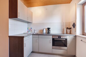 Fridge, oven, stovetop, coffee/tea maker