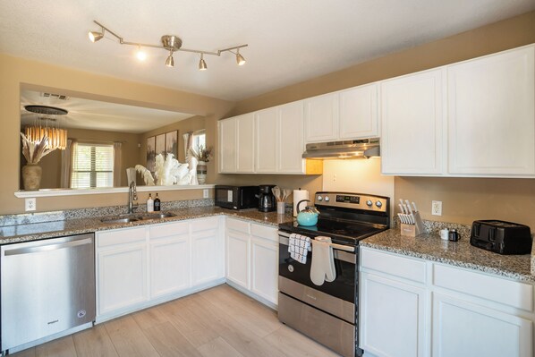 Microwave, oven, stovetop, dishwasher