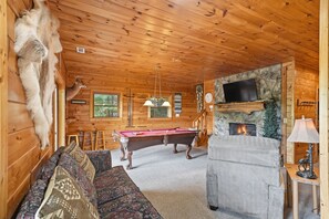 TV, fireplace