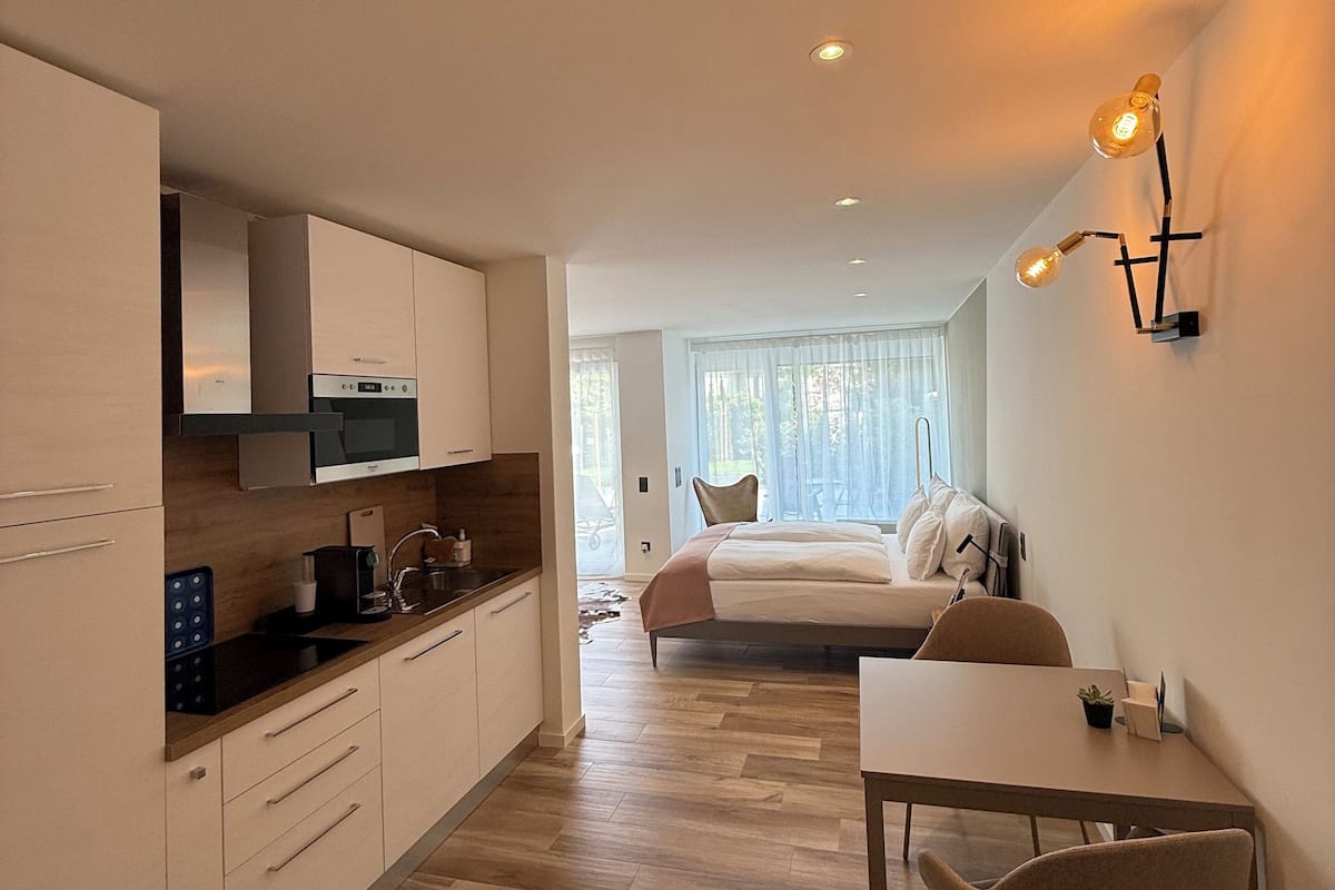In-room safe, desk, laptop workspace, blackout curtains