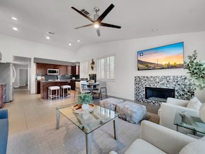House, Multiple Beds, Pool Access, Pool View (Juniper Scottsdale) | Living area | Fireplace - Juniper Scottsdale (Scottsdale)