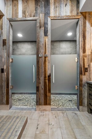 Designer toiletries, towels, toilet paper