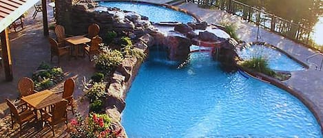 Outdoor pool, pool loungers