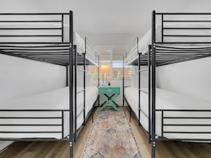 2 bedrooms, individually decorated, individually furnished, bed sheets