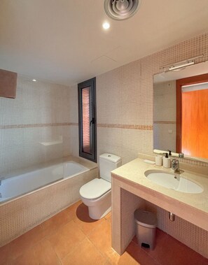 Sèche-cheveux, bidet, savon, papier toilette